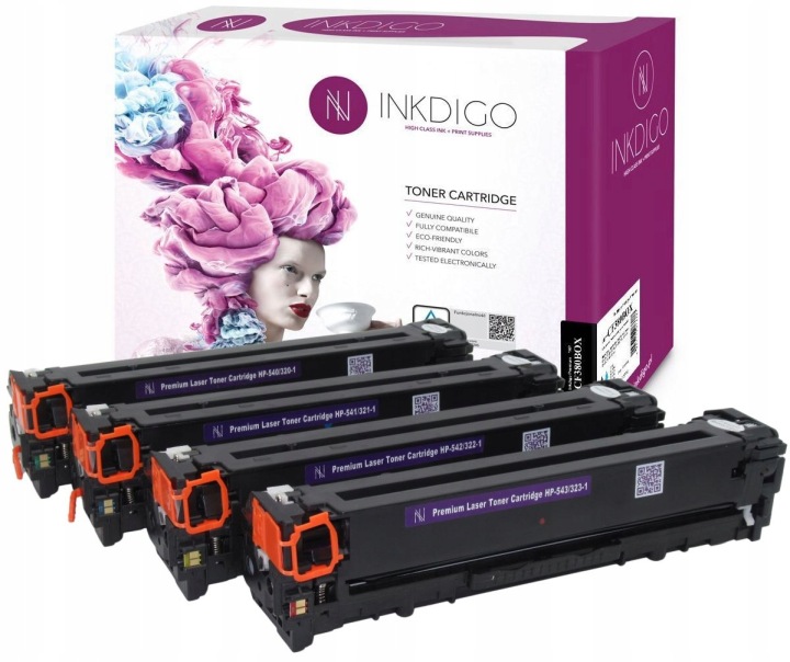 4 Tonery CMYK komplet INKDIGO CE320A CE321A CE322A CE323A 7700 stron
