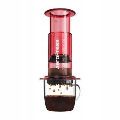 AeroPress Clear Zaparzacz do kawy czerwony 50 filtrów mieszadło miarka