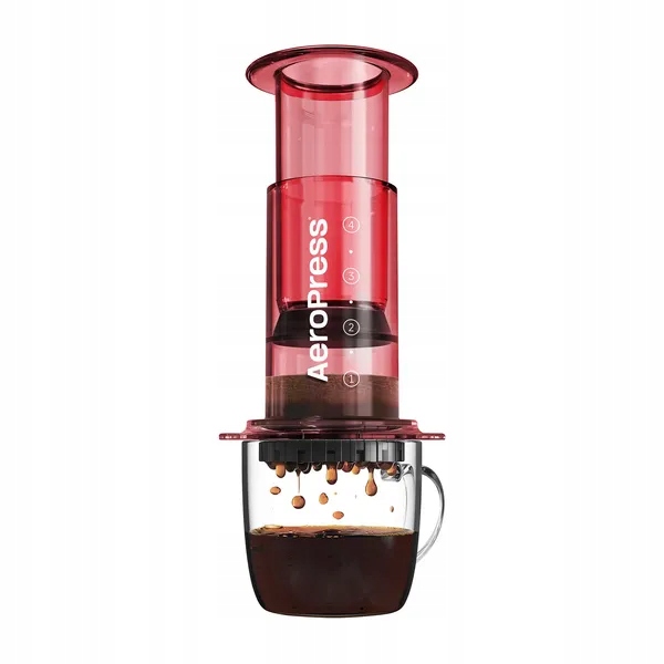 AeroPress Clear Zaparzacz do kawy czerwony 50 filtrów mieszadło miarka