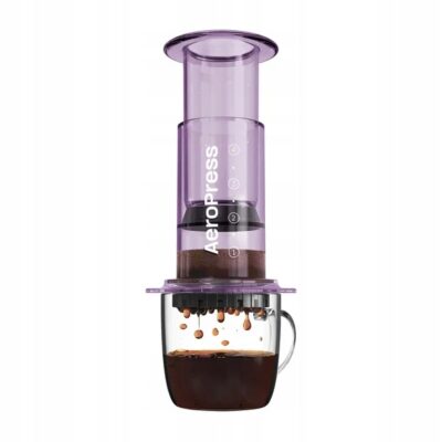 AeroPress Clear Zaparzacz do kawy fioletowy 50 filtrów mieszadło miarka