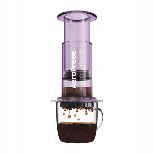 AeroPress Clear Zaparzacz do kawy fioletowy 50 filtrów mieszadło miarka