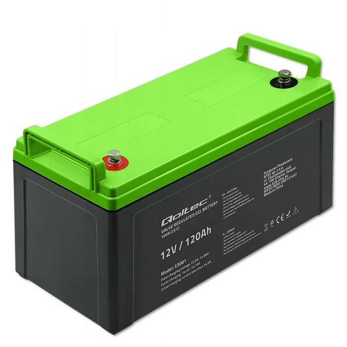 Qoltec Akumulator żelowy GEL 12V 120Ah LongLife PV UPS kamper łódź 53081