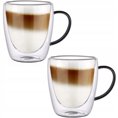 Szklanki do kawy i herbaty MG Home 300 ml z czarnym uchem 2 szt.