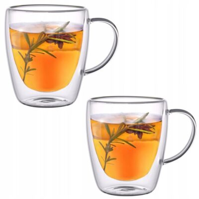 Szklanki do kawy i herbaty MG Home 300 ml z przezroczystym uchem 2 szt.
