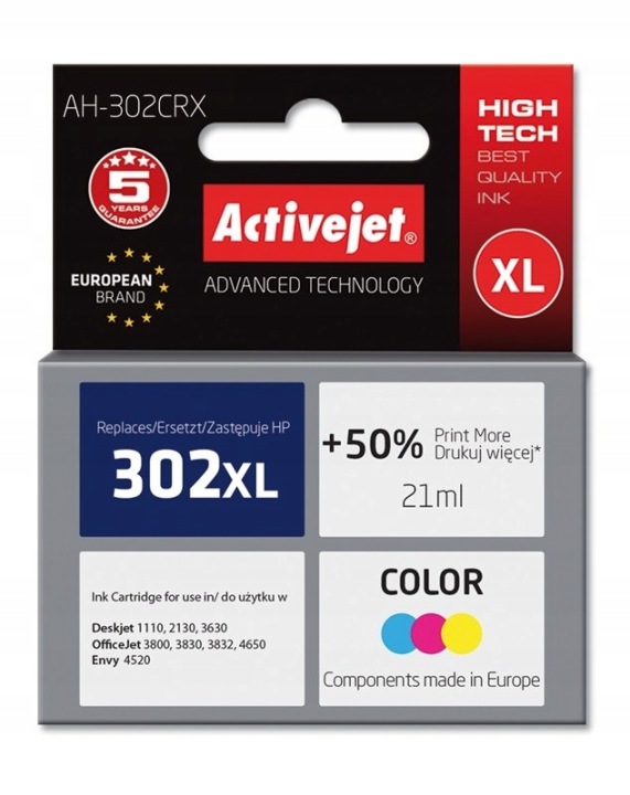 Tusz ActiveJet AH-302CRX do HP kolor HP 302