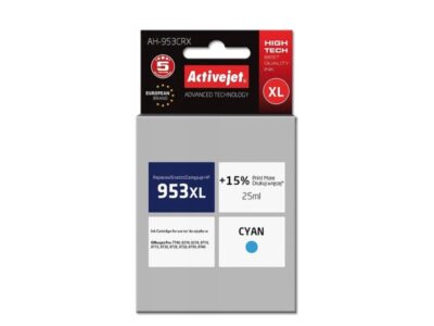 Tusz ActiveJet AH-953CRX HP 953XL F6U16AE niebieski (cyan) 25ml 1600 stron