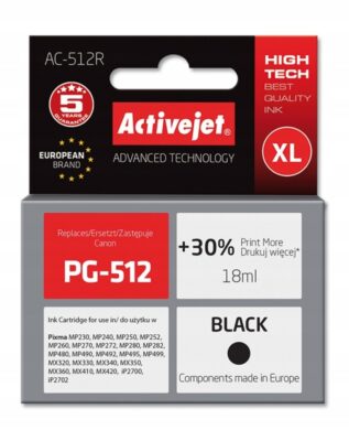 Tusz Activejet AC-512R Tusz do Canon PG-512 czarny 18 ml