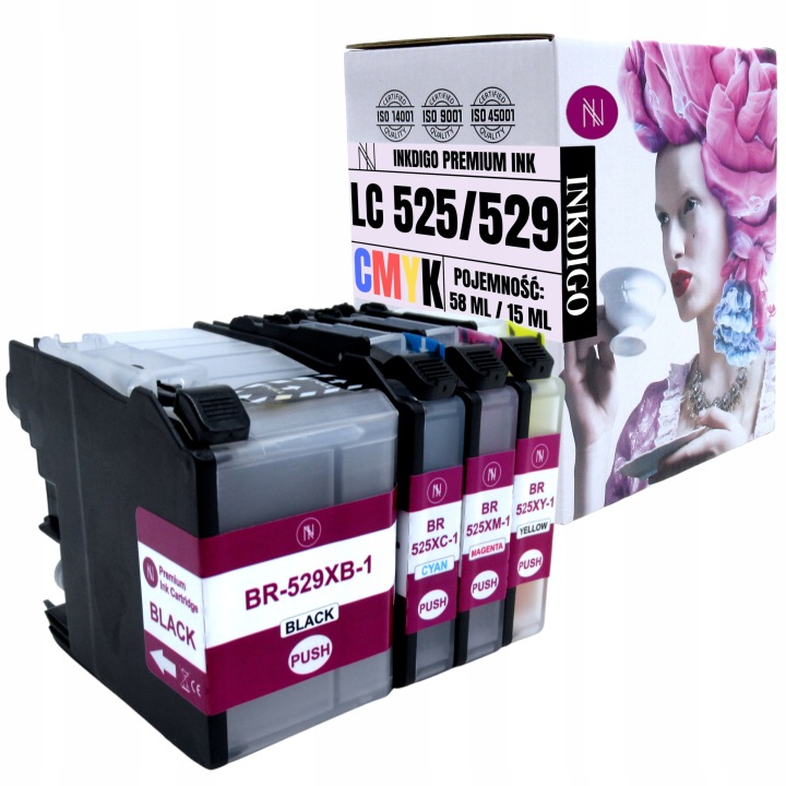 Tusz Inkdigo LC 529 / LC525 / BOX do Brother zestaw